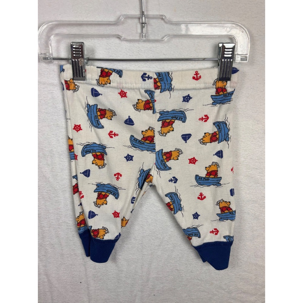 Vtg Disney Winnie the Pooh Baby Nautical Cardigan Top Pants Set Sz NB White Blue - Picture 7 of 8